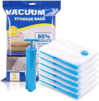 vacuum storage bags for clothes and Blankets with hand pump - 5 bags set - LOOJI
